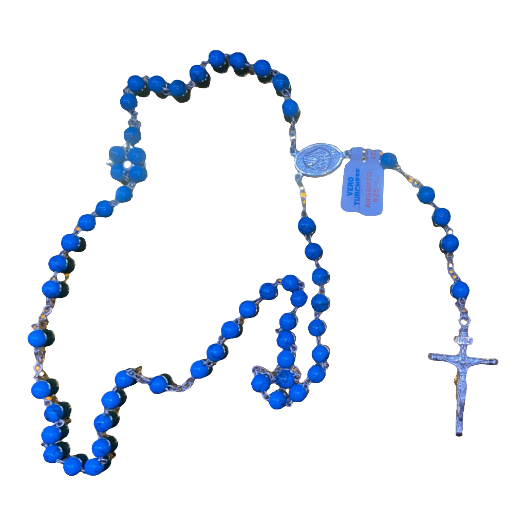 Rosario in argento con pietra vera turchese